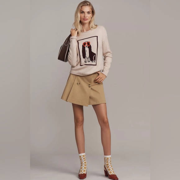 NWT Anthropologie Flat White Size Small Crew-Neck Dog Icon Sweater - Picture 7 of 16